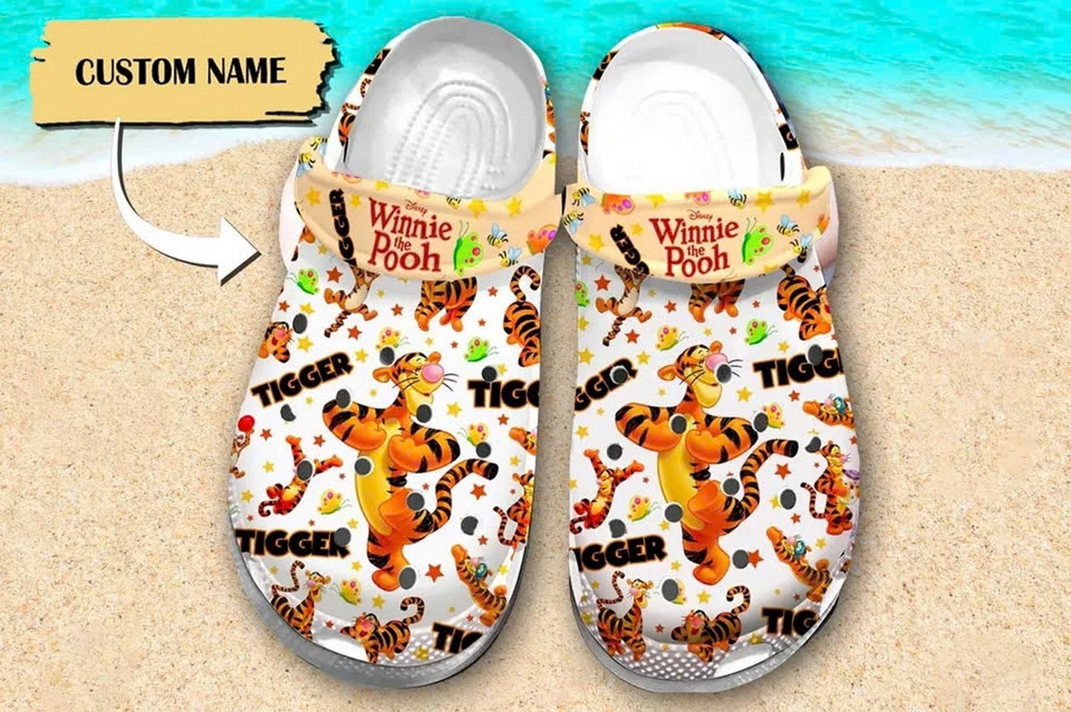 Tigger Winnie The Pooh Cartoon Crocs Crocband Clogs Shoes Comfortable For Men Women and Kids