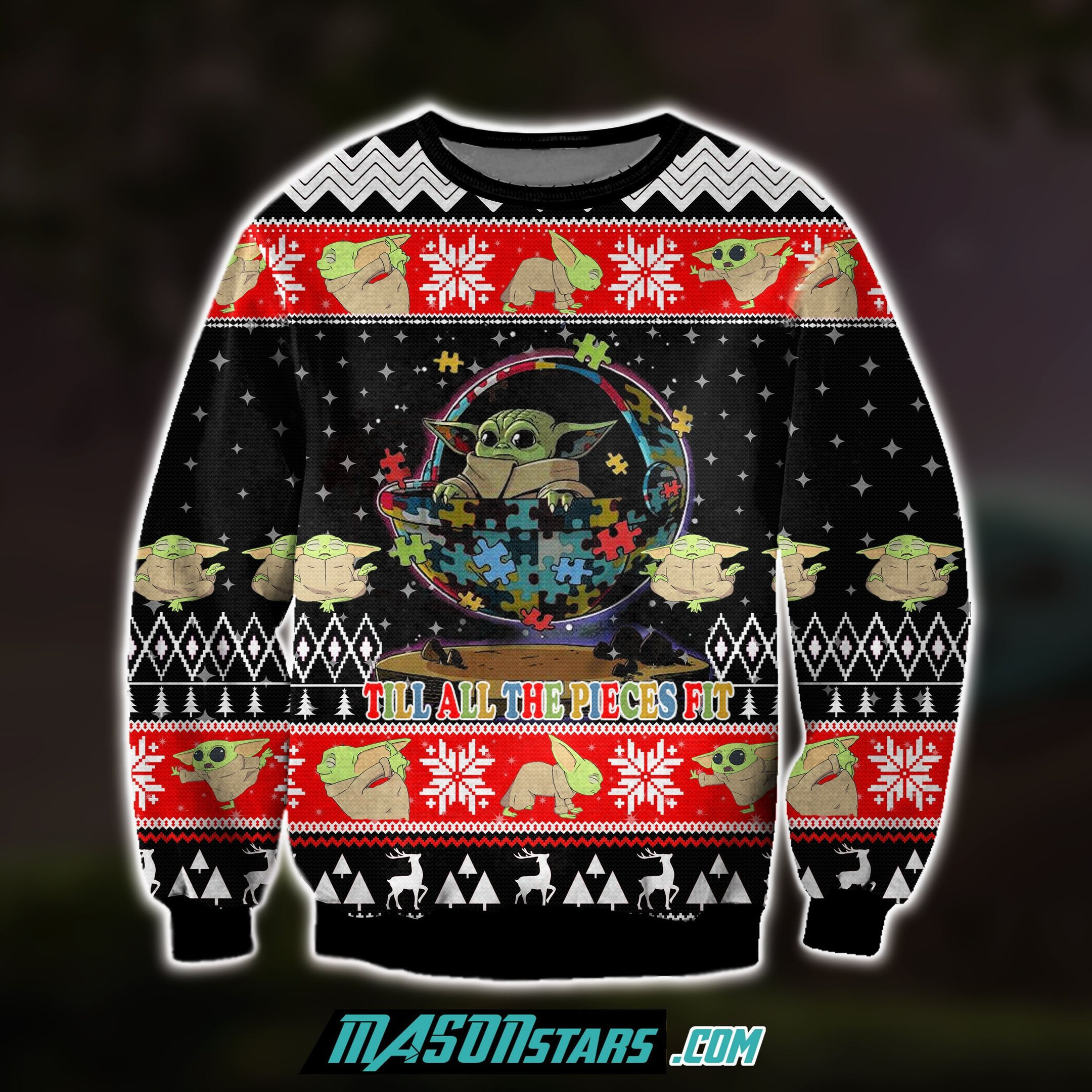 Till All The Pieces Fit Yoda For Unisex Ugly Christmas Sweater Adult 3D Funny Matching for family