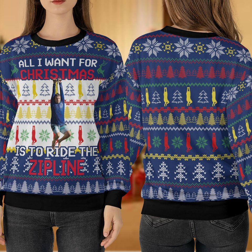 Tim Robinson Meme Christmas Ugly Sweater- Tim Robinson Zipline Meme
