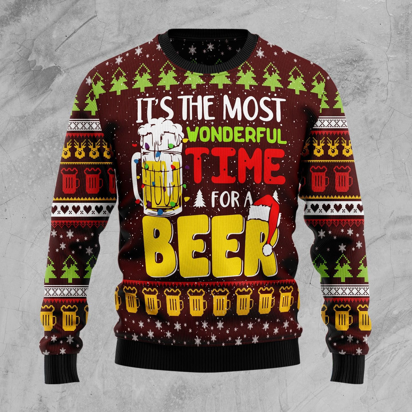 Time For Beer Ugly Christmas Sweater Adult 3D Funny Matching for family