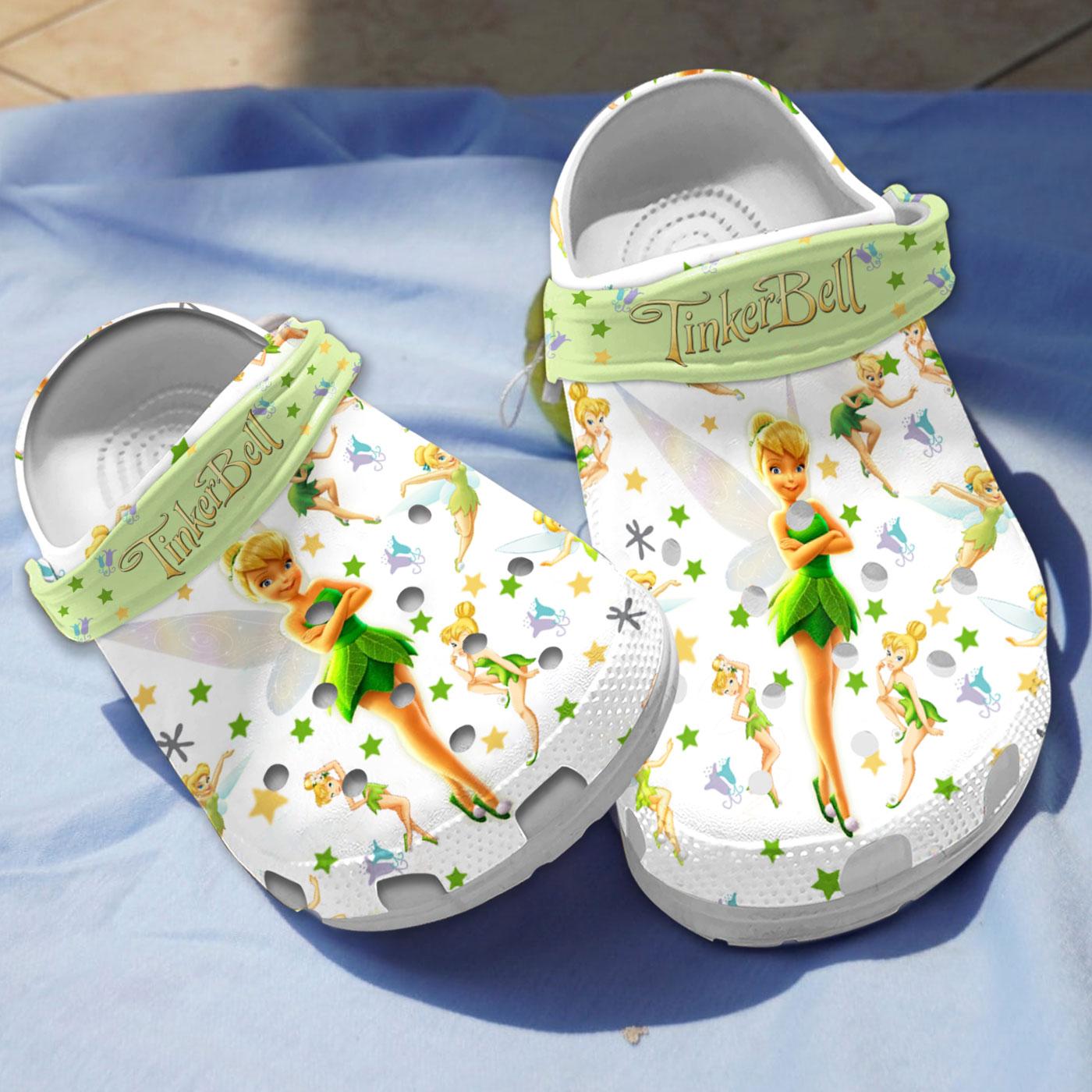 Tinker Bell Cartoon Crocs Crocband Clogs Shoes Comfortable For Men Women and Kids