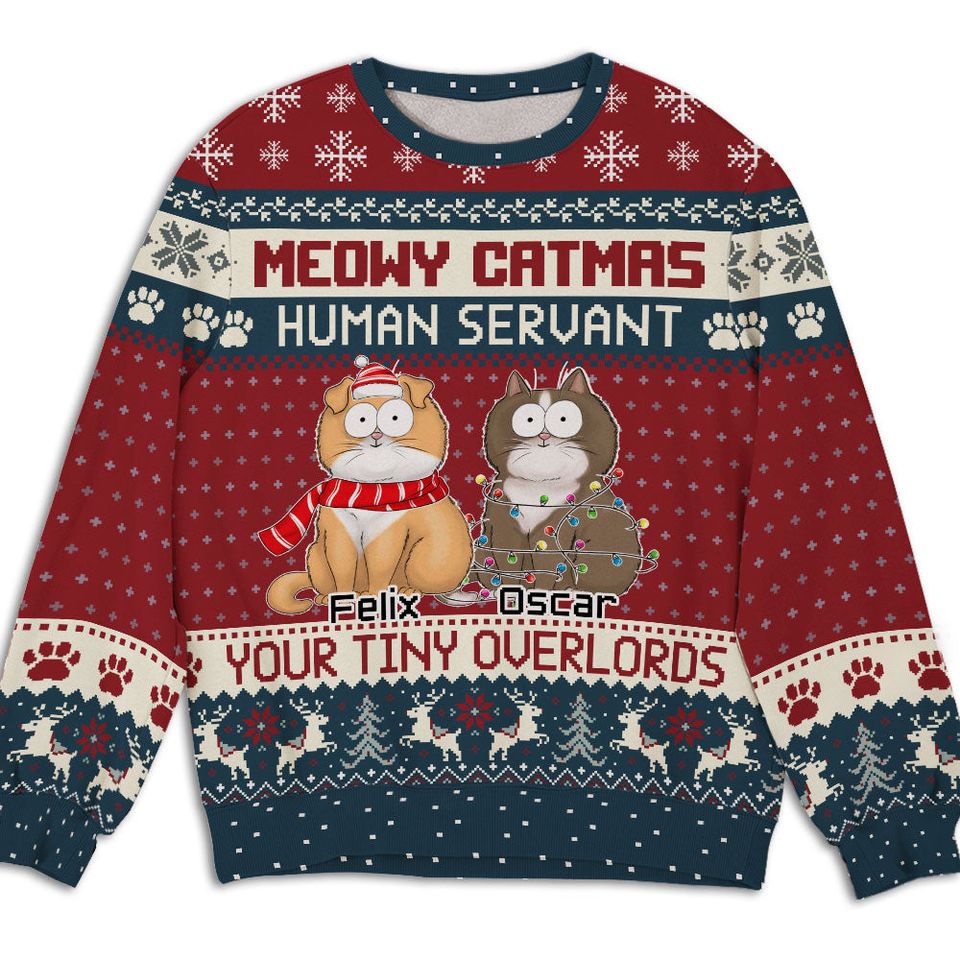 Tiny Meowy Personalized Pet Lover Custom Jumper Christmas Ugly Sweatshirt