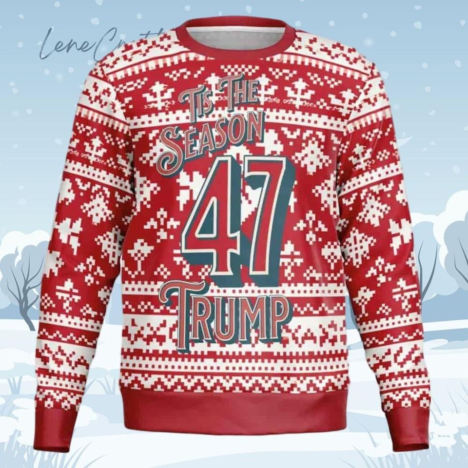 Tis The Season 47 Trump Ugly Christmas Sweater, Trump for President