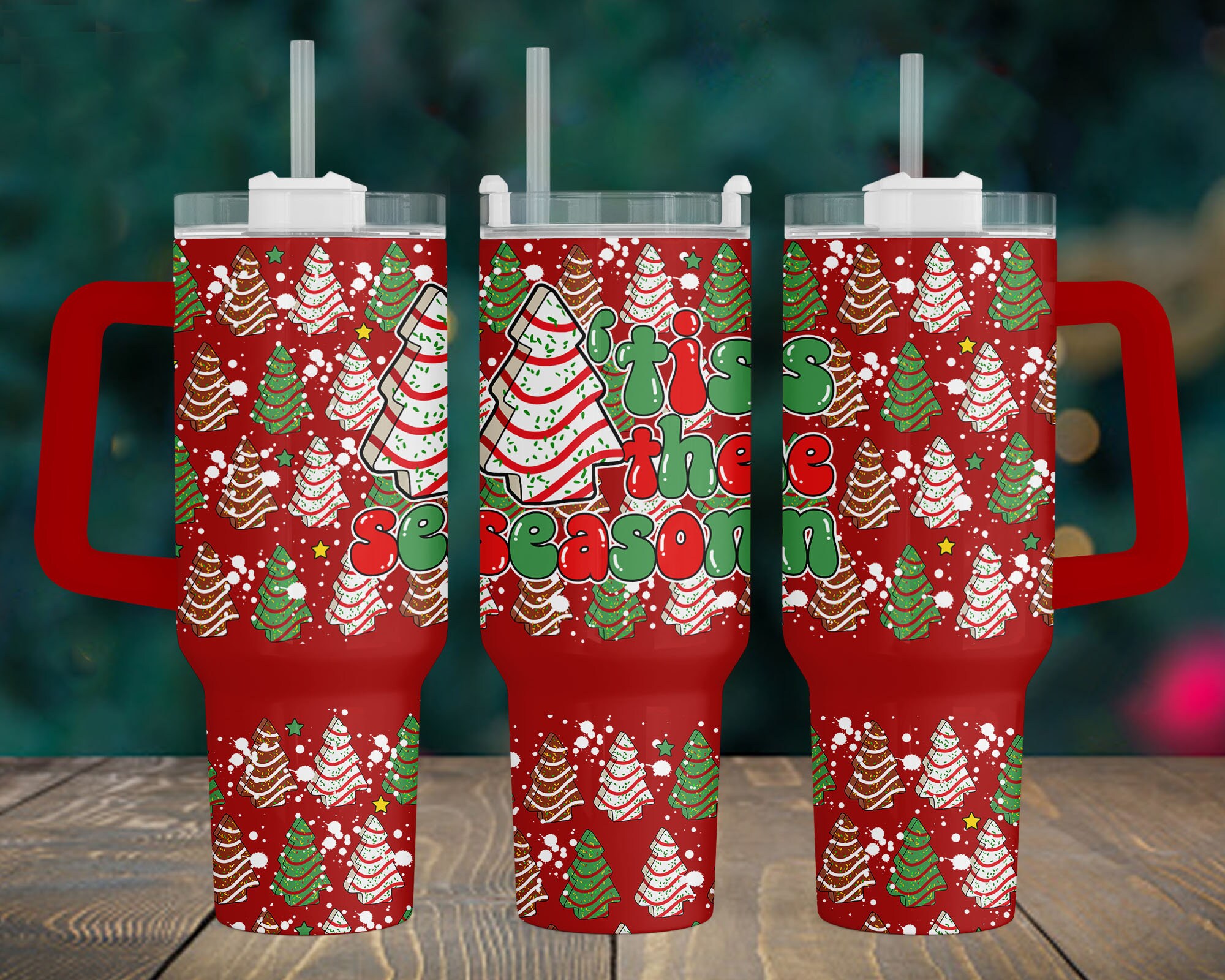 Tis the Season Christmas Tree Cakes Custom Stanley Cup 40 oz 30 oz Tumbler With HandleTVC2301960