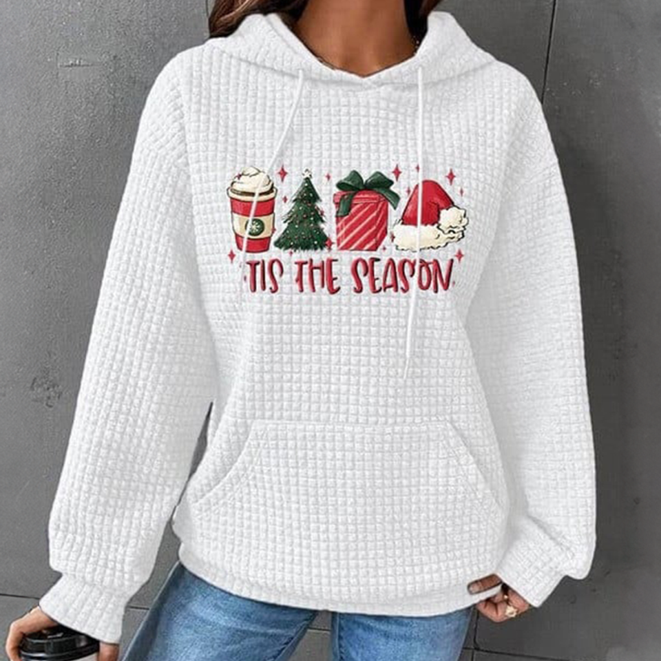 Tis The Season - Family Waffle Hooded Sweatshirt - Christmas Gift For Yourself, Family Members