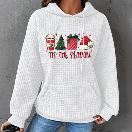 Tis The Season - Family Waffle Hooded Sweatshirt - Christmas Gift For Yourself, Family Members - Image 4