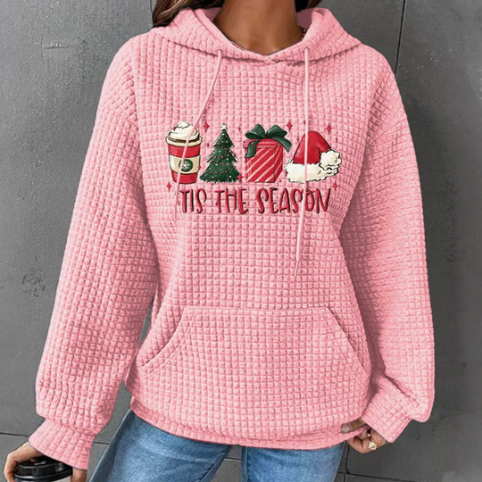 Tis The Season - Family Waffle Hooded Sweatshirt - Christmas Gift For Yourself, Family Members - Image 6