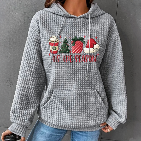 Tis The Season - Family Waffle Hooded Sweatshirt - Christmas Gift For Yourself, Family Members - Image 5