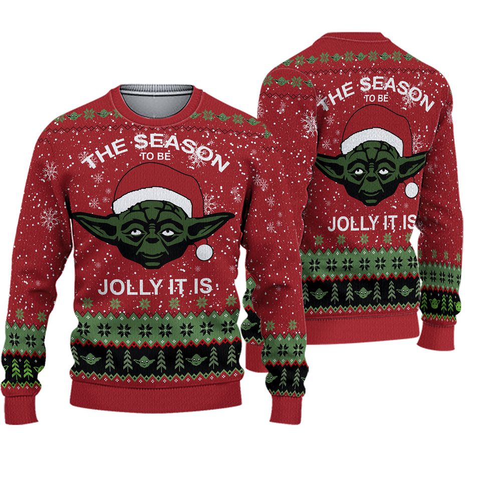 Tis The Season To Be Jolly Yodas Ugly Knitted Christmas 3D Sweater