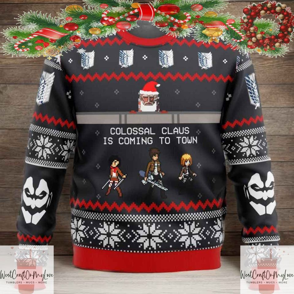 Titan Xmas Colossal Claus Is Coming To Town Ugly Sweaters