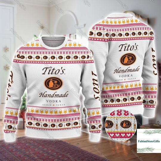Tito Vodka Christmas Sweater, Tito Vodka Sweater Men, Drinking Party Gift - Image 9