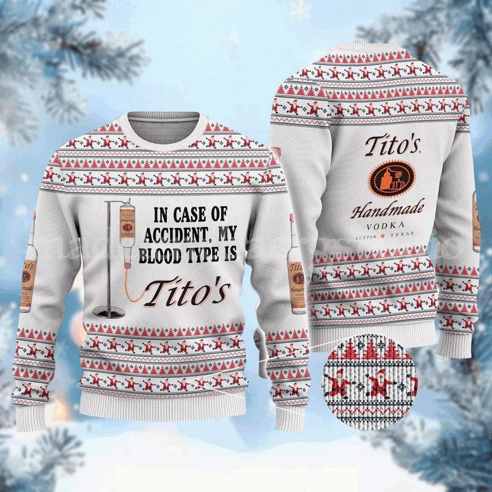 Tito's Handmade Christmas Ugly Sweater, Vodka Party Gift