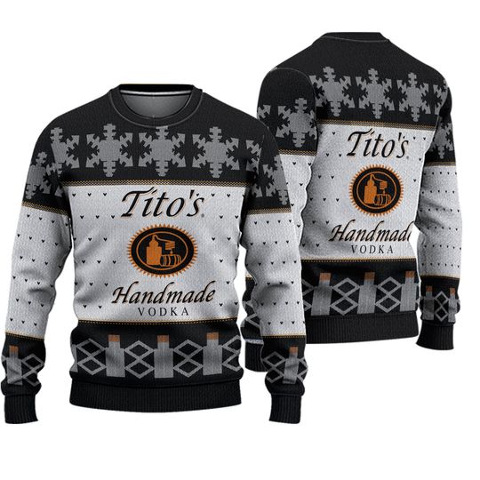 Tito's Handmade Vodka Christmas Ugly Sweater, Austin Texas Label Sweater, Drink Lovers Sweater - Image 2
