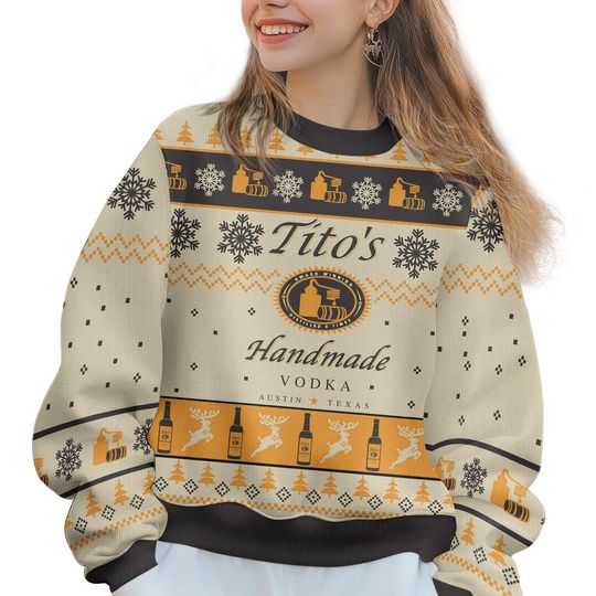 Tito's Handmade Vodka Christmas Ugly Sweater, Austin Texas Label Sweater, Tito Handmade Sweater - Image 10