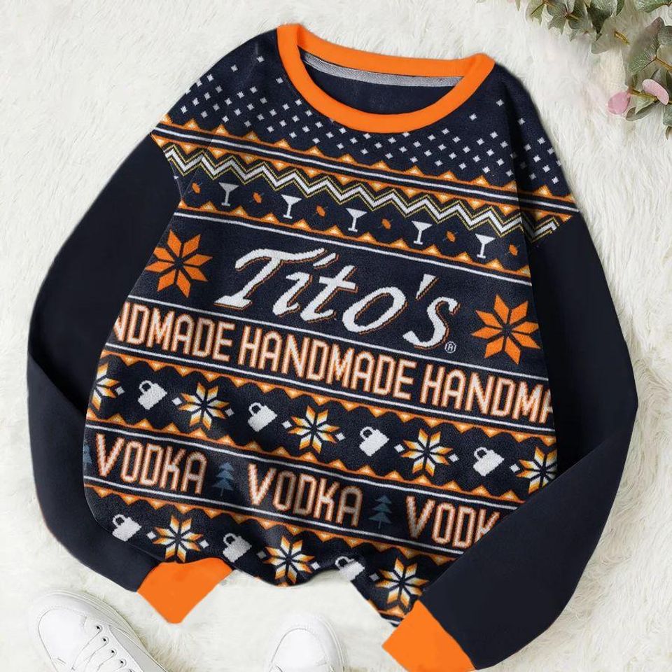 Tito's Handmade Vodka Christmas Ugly Sweater, Drink Xmas Sweatshirt