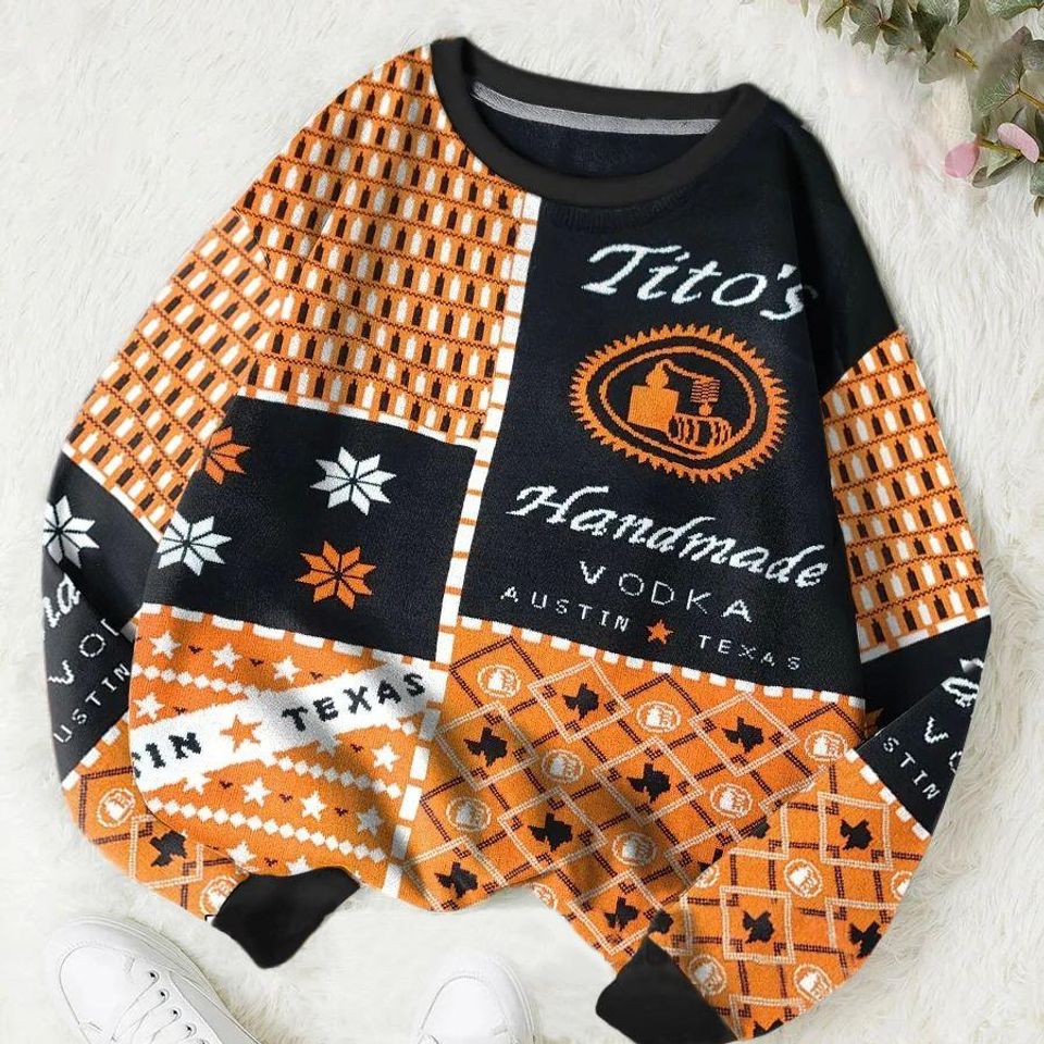 Tito's Handmade Vodka Christmas Ugly Sweater, Vodka Lovers Sweater, Austin Texas Label Sweater