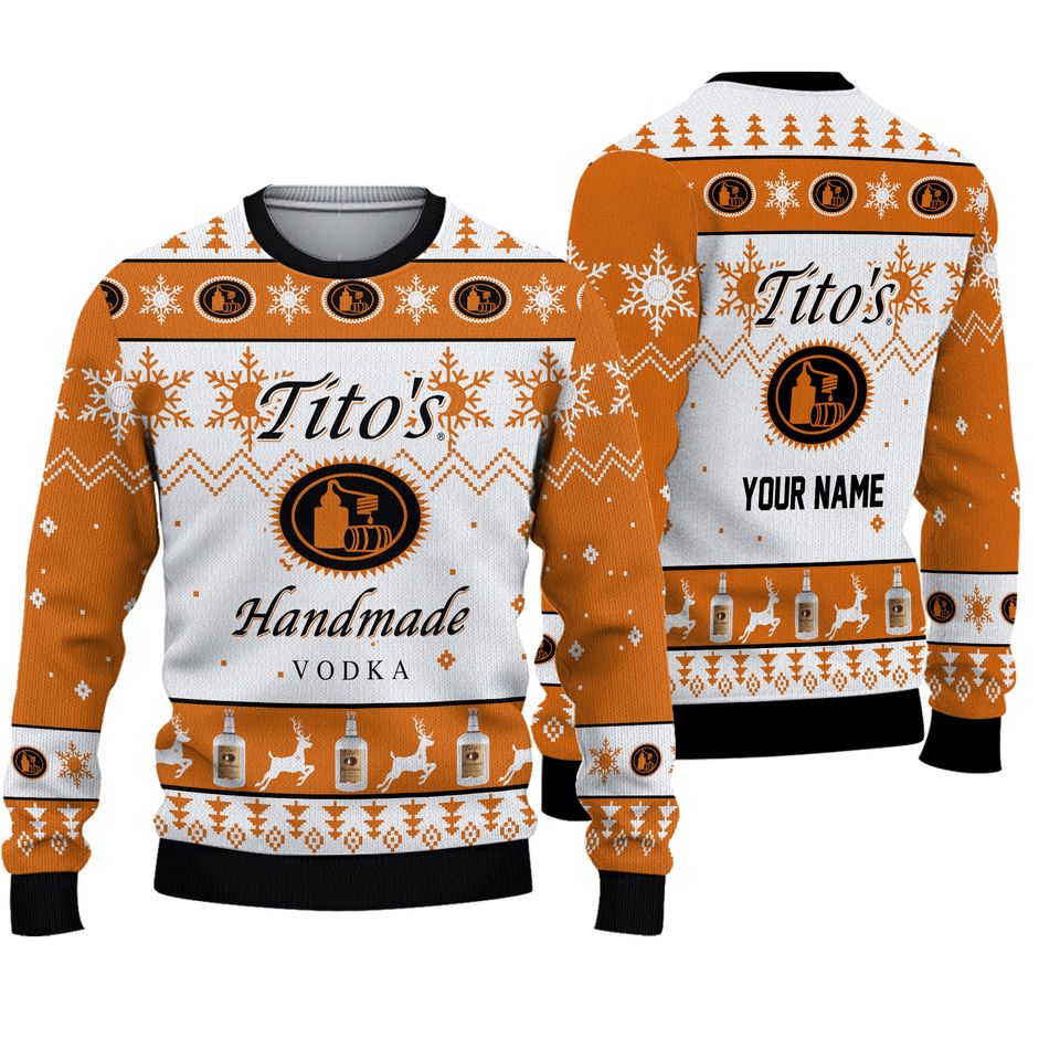 Tito's Handmade Vodka Custom Ugly Knitted Christmas 3D Sweater