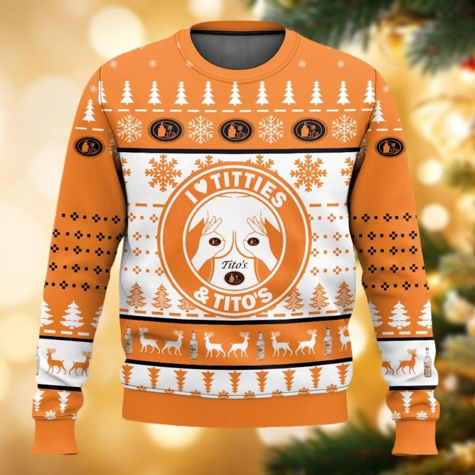 Tito's Handmade Vodka Ugly Christmas Sweater, Whisky Xmas Sweater