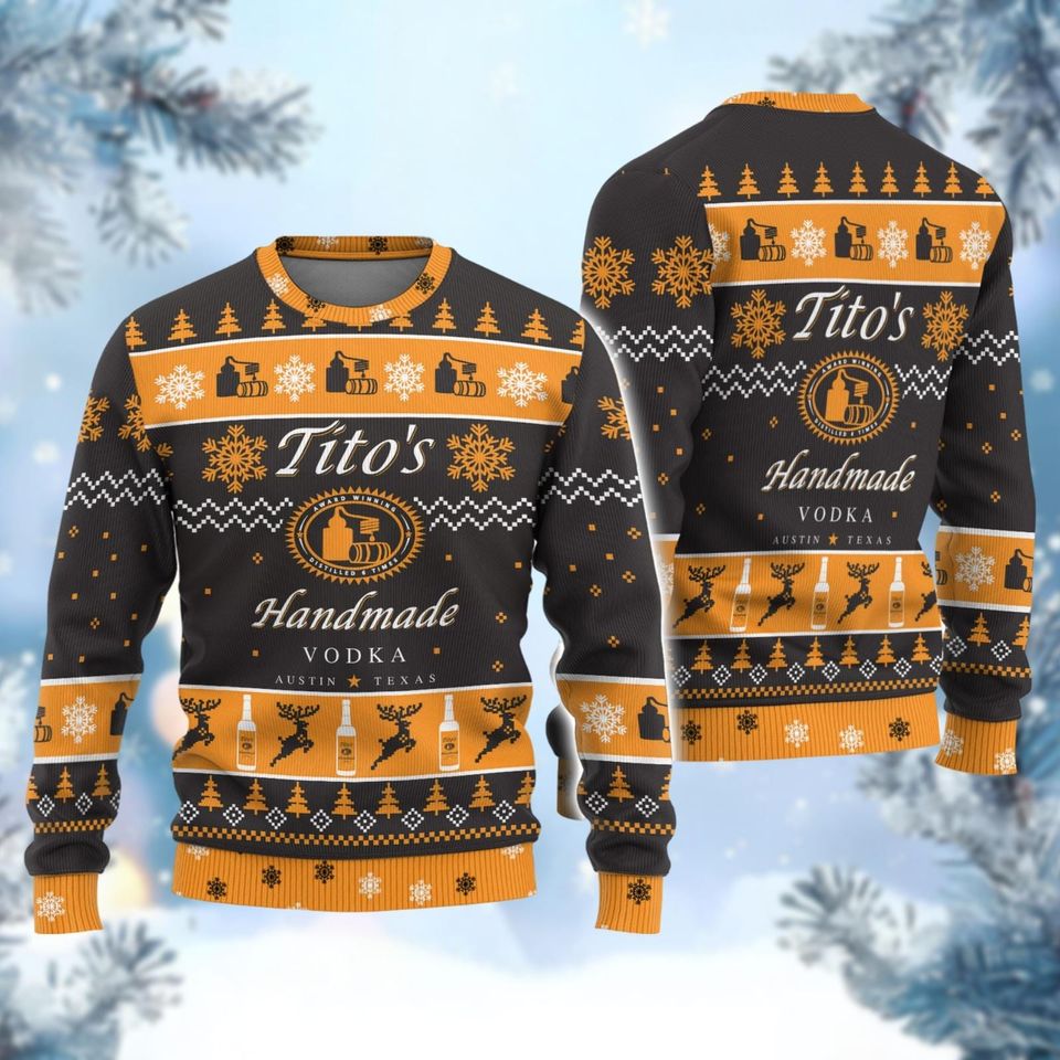 Tito's Handmade Vodka Ugly Sweater, Austin Texas Label Sweater