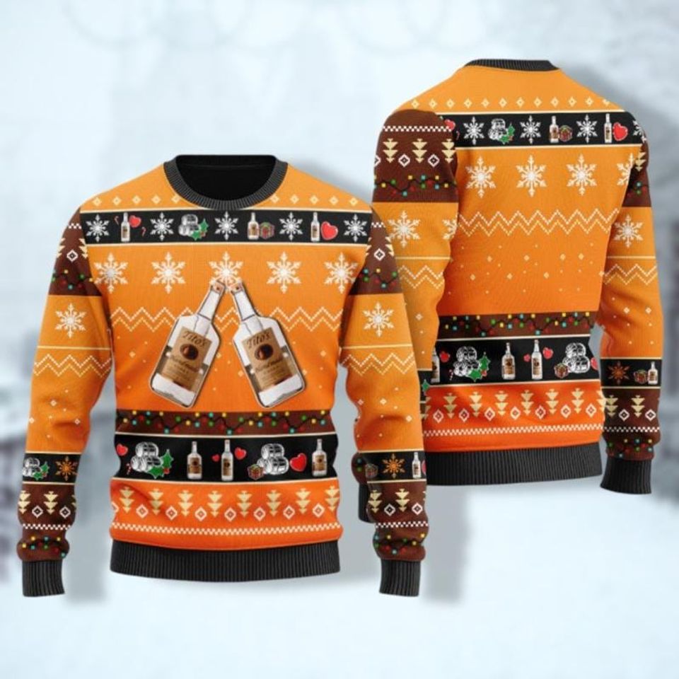 Titos Snowflakes Christmas Ugly Sweater, Titos Vodka Xmas Sweater