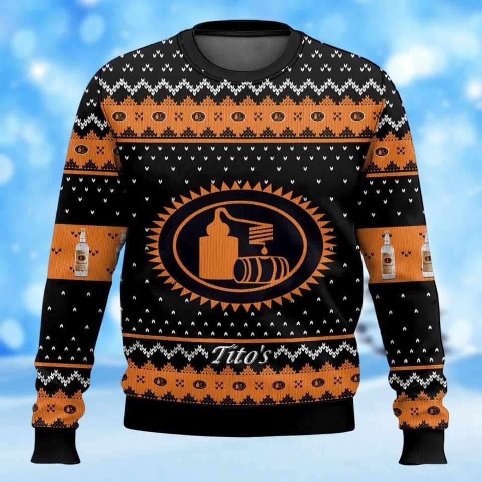 Titos Vodka Christmas Sweater, Titos Handmade Ugly Sweater