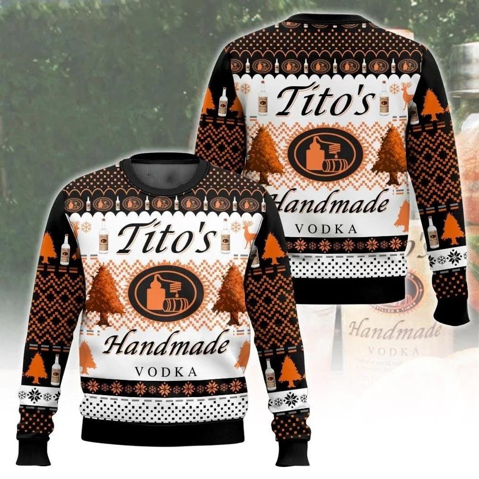 Titos Vodka Sweater, Titos Handmade Ugly Sweater, Tito Handmade Xmas Sweater