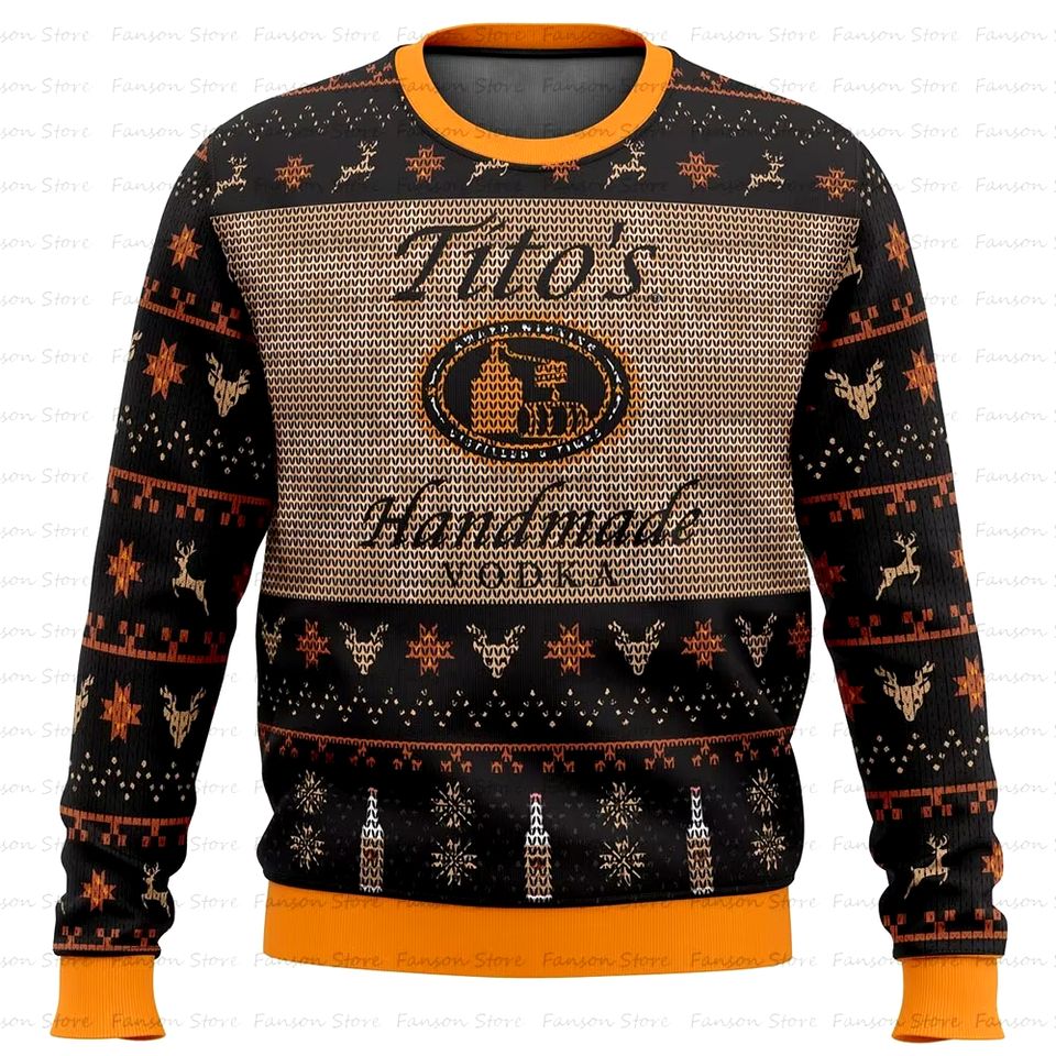 Tito's Vodka Ugly Christmas Sweater, Cartoon Anime Sweater