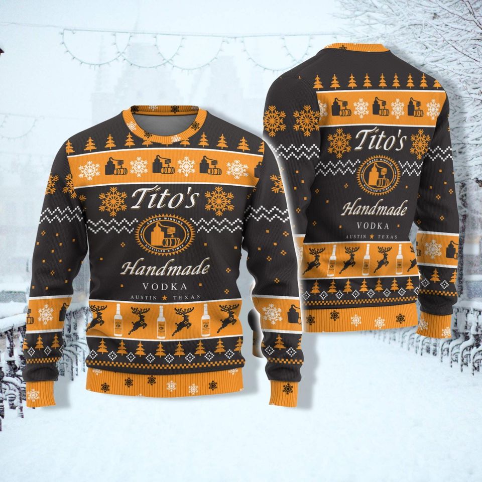 Titos Vodka Ugly Christmas Sweater, Tito Woman Sweater, Merry Christmas Sweaters - Image 2