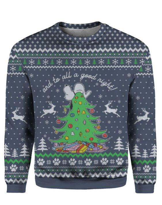 To All A Good Night  Ugly Christmas Sweater Adult 3D Funny Matching for family