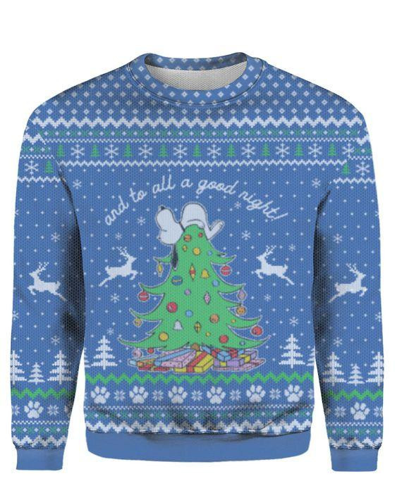 To All A Good Night Ugly Christmas Sweater Adult 3D Funny Matching for family