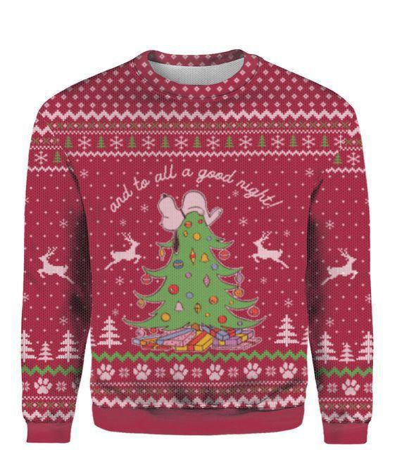 To All A Good Night Ugly Christmas Sweater Adult 3D Funny Matching for family