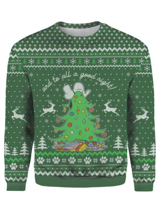To All A Good Night Ugly Christmas Sweater Adult 3D Funny Matching for family