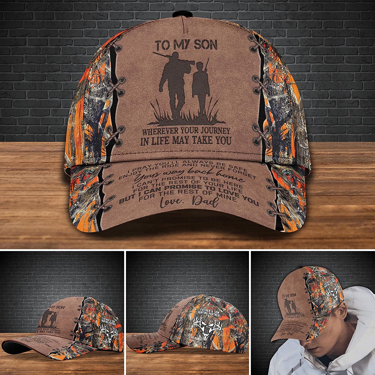 To My Son Cap, Gift For Son From Dad, Hunting Family Cap, Hunting Camo Cap Trucker Hats Custom Hats Gifts For Men & Women