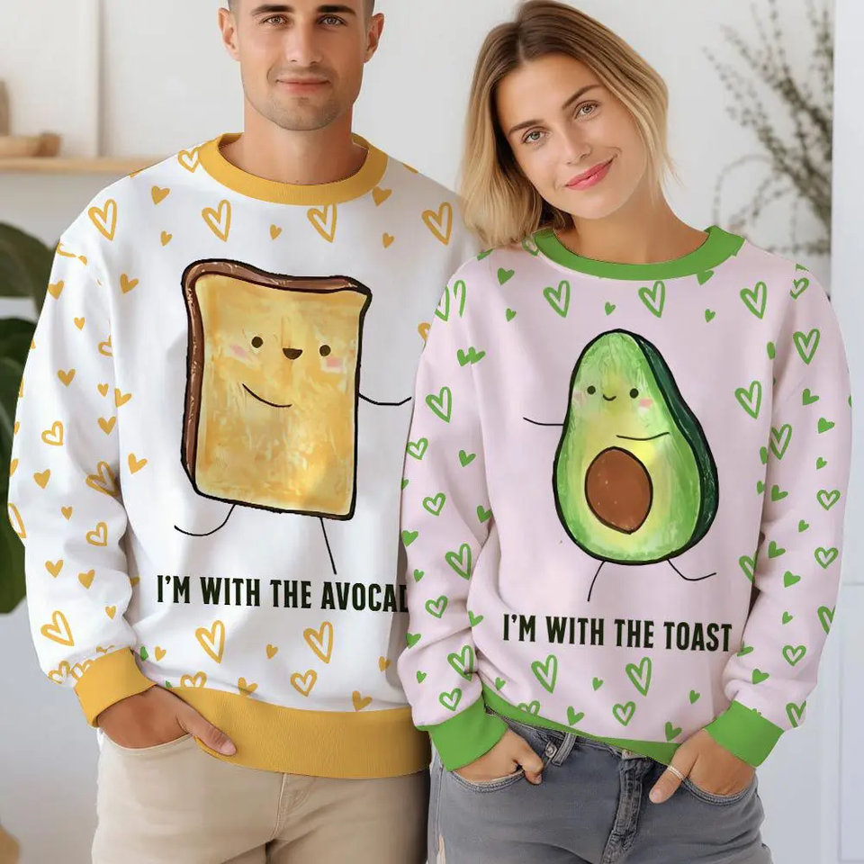 Toast and Avocado Couple Valentine Sweater