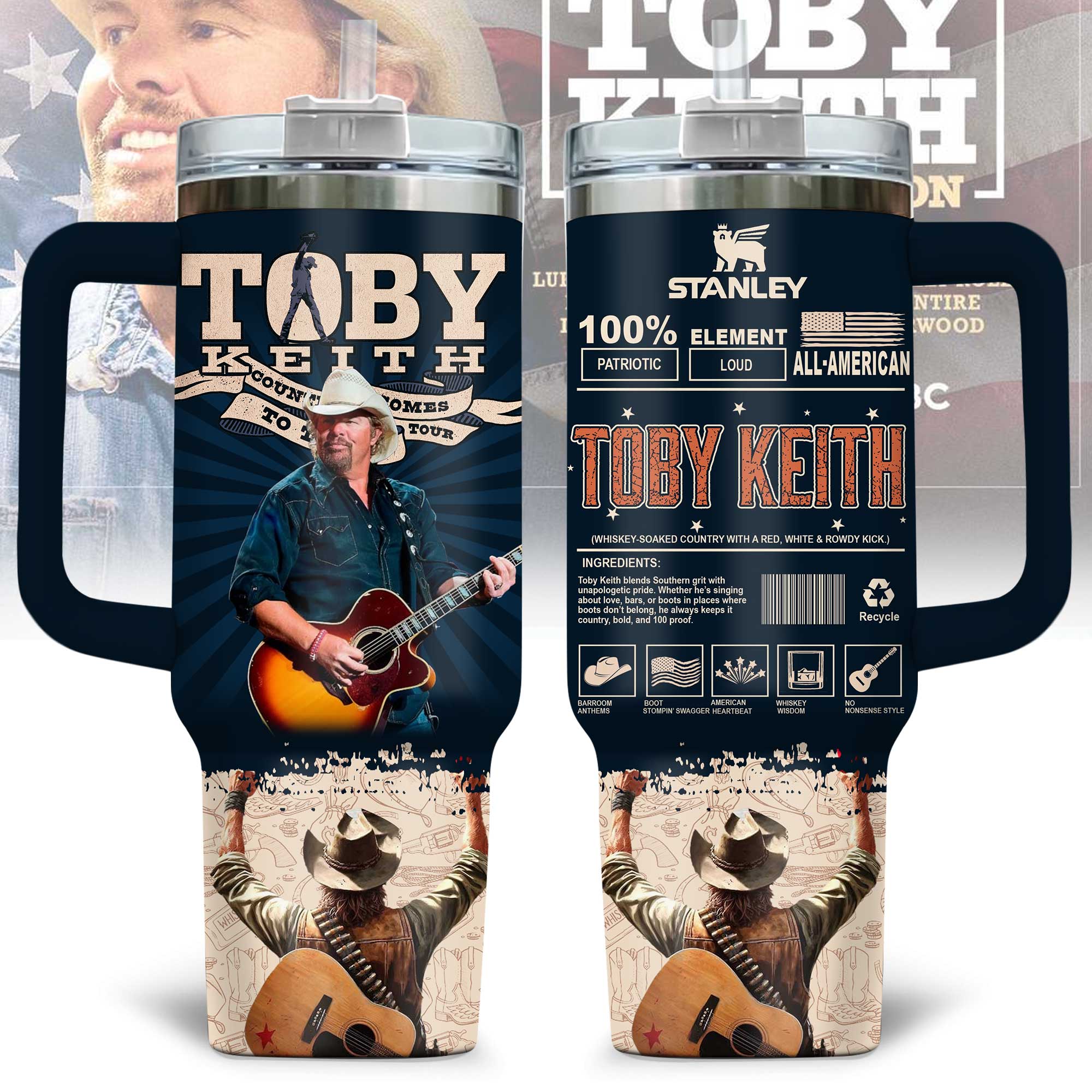 Toby Keith Music Custom Stanley Cup 40 oz 30 oz Tumbler With HandleTVC2301176