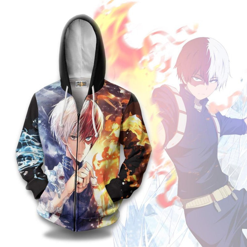 Todoroki 3D All Over Print Hoodie, Zip Hoodie