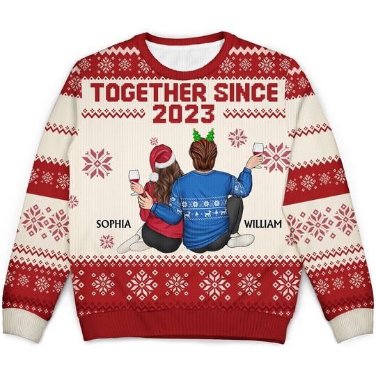 Together Since - Christmas Gift For Couples, Husband, Wife - Personalized Unisex Ugly Sweater - Image 4