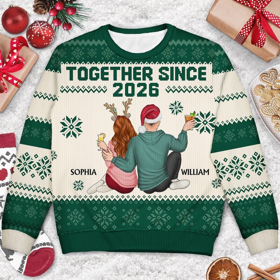 Together Since - Christmas Gift For Couples, Husband, Wife - Personalized Unisex Ugly Sweater - Image 3