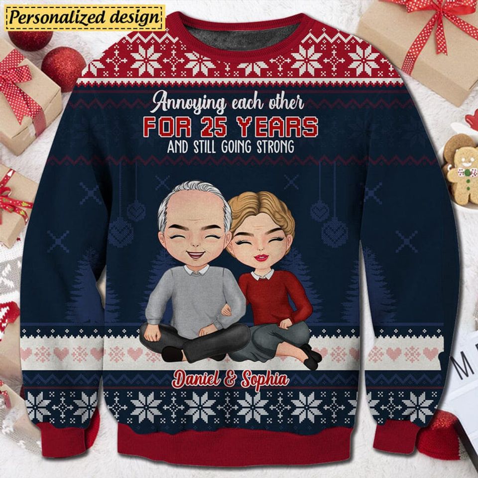 Together Since Couple Personalized Christmas 3D Ugly Sweater