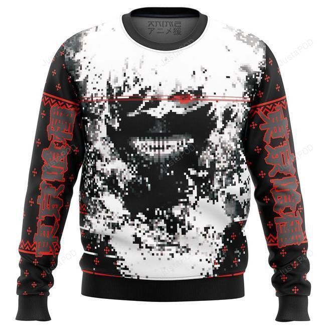 Tokyo Ghoul Kaneki Splatter Ugly Christmas Sweater Adult 3D Funny Matching for family