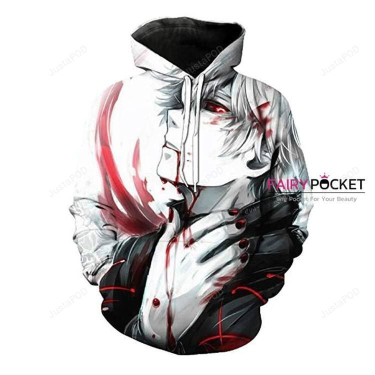 Tokyo Ghoul Ken Kaneki White 3D All Over Print Hoodie, Zip Hoodie