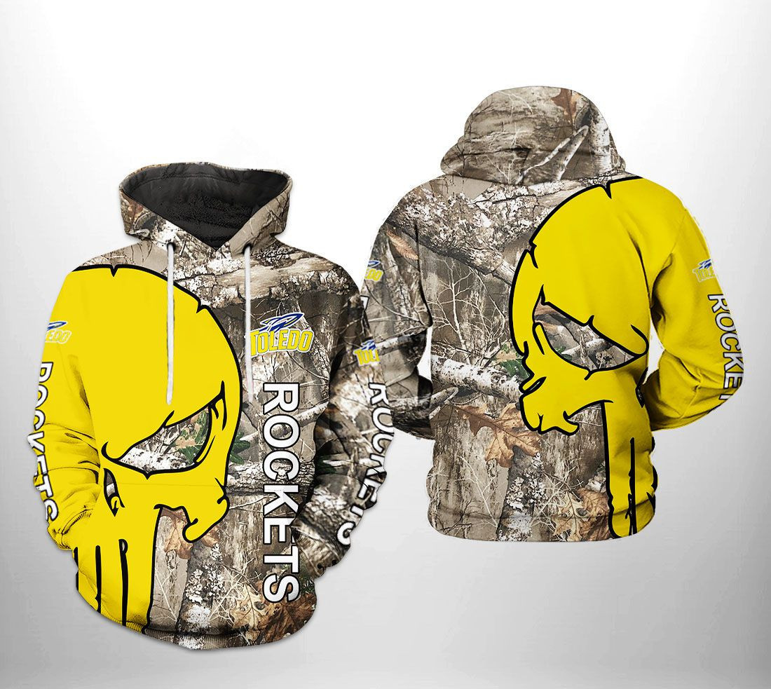 Toledo Rockets NCAA Camo Veteran Hunting 3D All Over Print Hoodie, Zip Hoodie