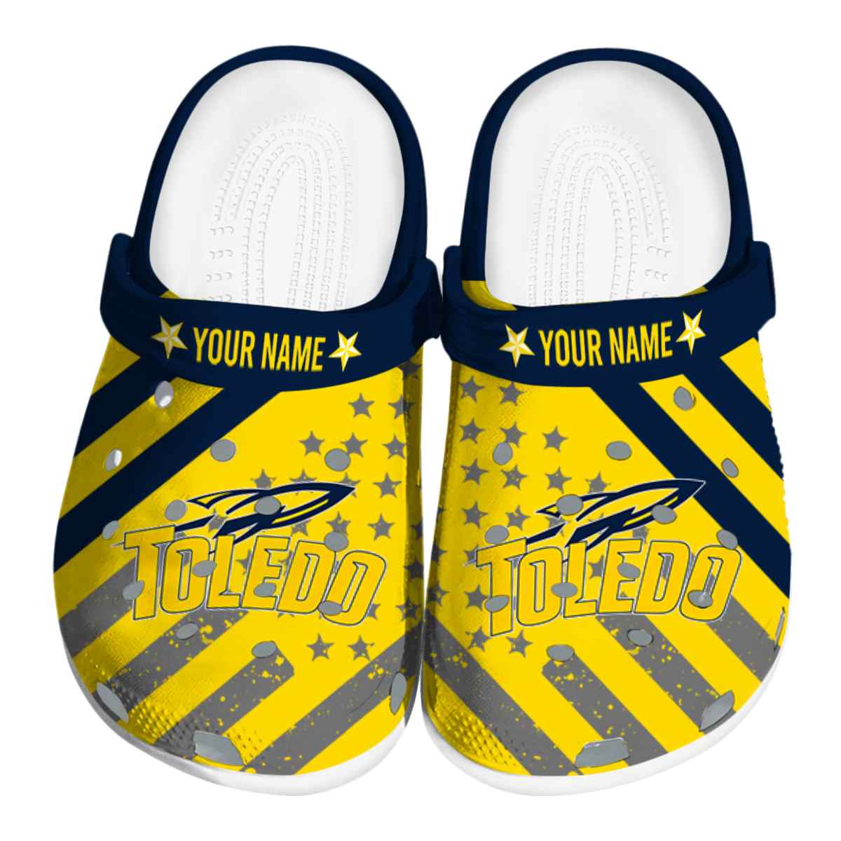 Toledo Rockets NCAA Sport Crocs Crocband Clogs Shoes Comfortable For Men Women and Kids