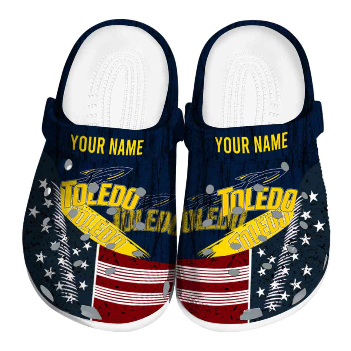 Toledo Rockets NCAA Sport Crocs Crocband Clogs Shoes Comfortable For Men Women and Kids