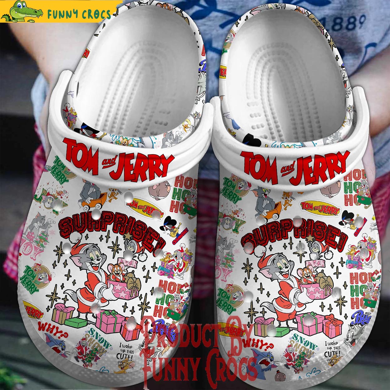 Tom And Jerry Cartoon Christmas Crocs Crocband Clogs Shoes Comfortable For Men Women and Kids