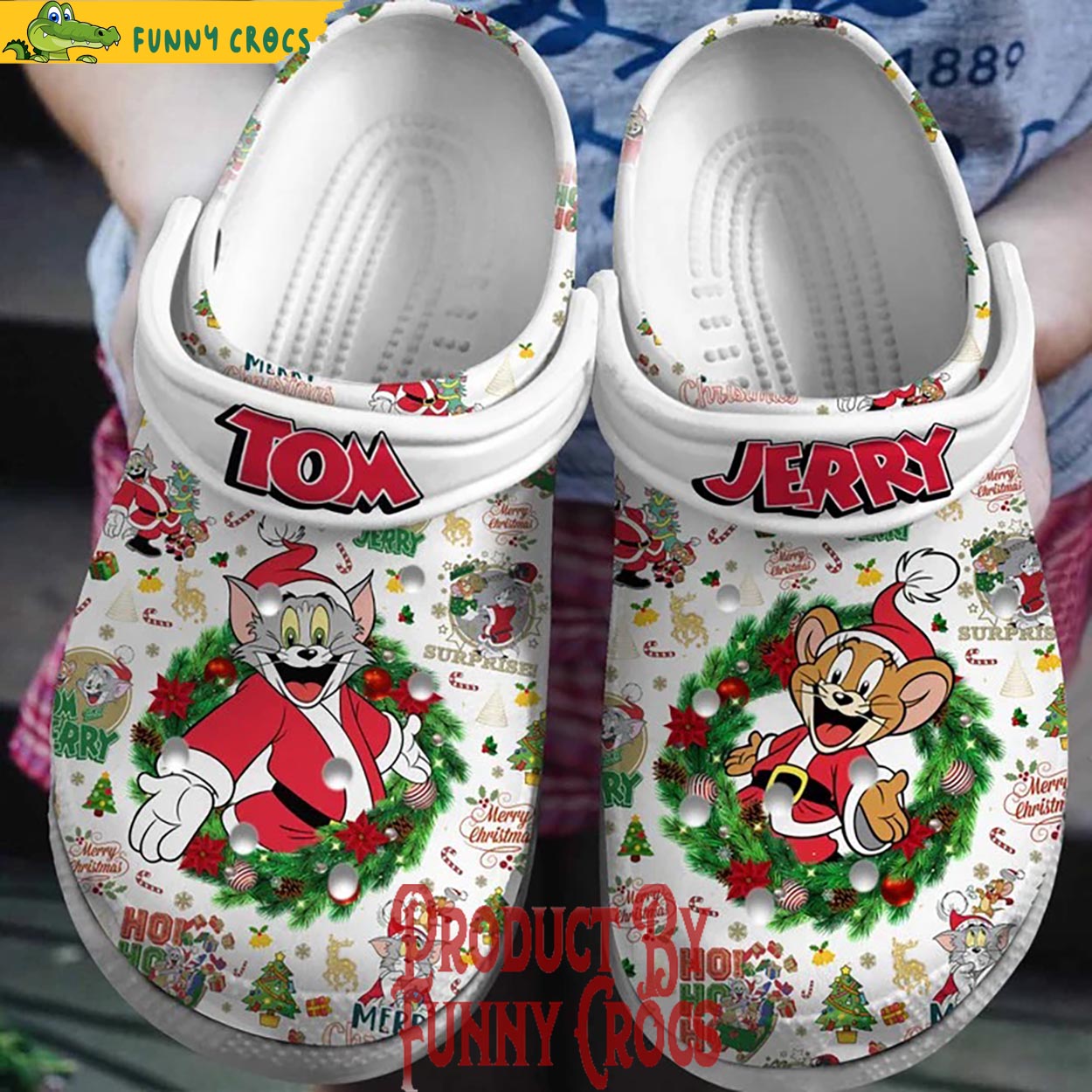 Tom And Jerry Cartoon Christmas Crocs Crocband Clogs Shoes Comfortable For Men Women and Kids