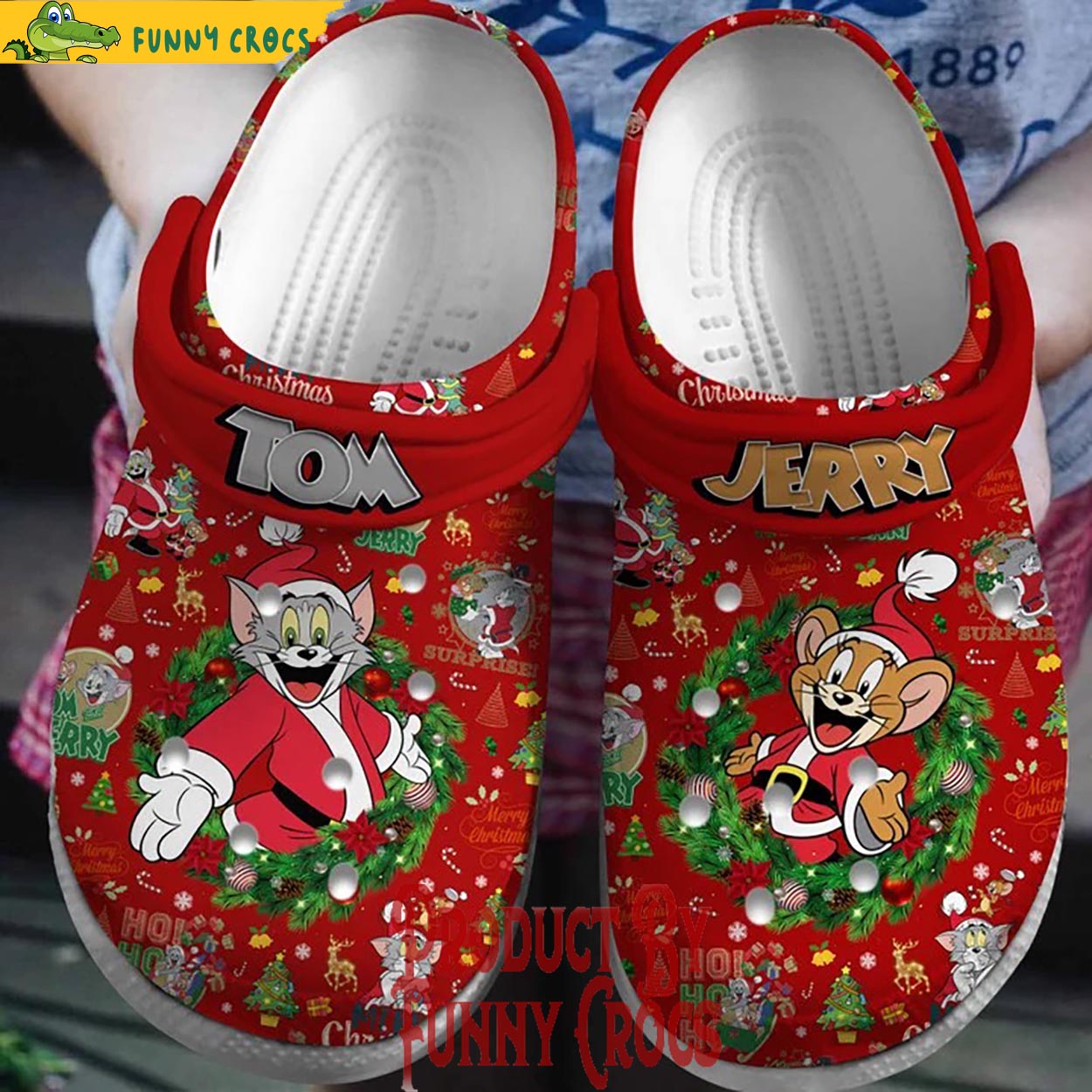 Tom And Jerry Cartoon Christmas Crocs Crocband Clogs Shoes Comfortable For Men Women and Kids