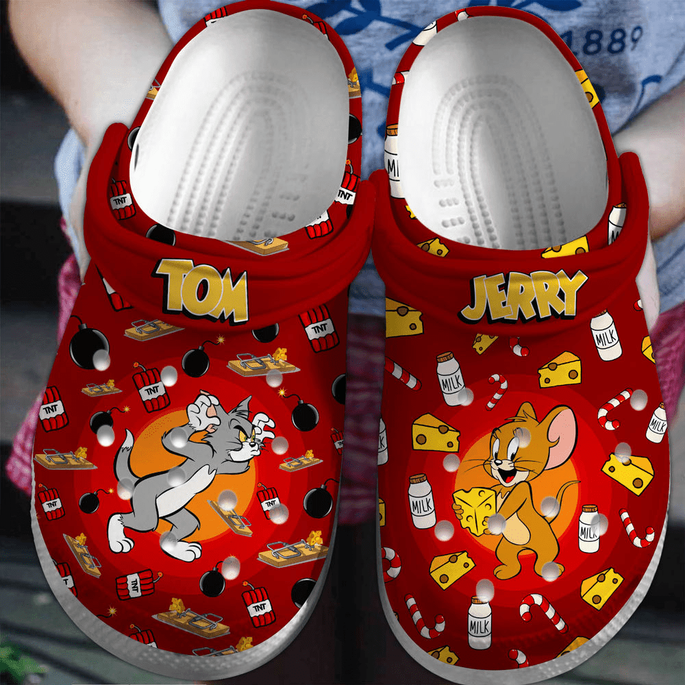 Tom And Jerry Cartoon Crocs Crocband Clogs Shoes Comfortable For Men Women and Kids