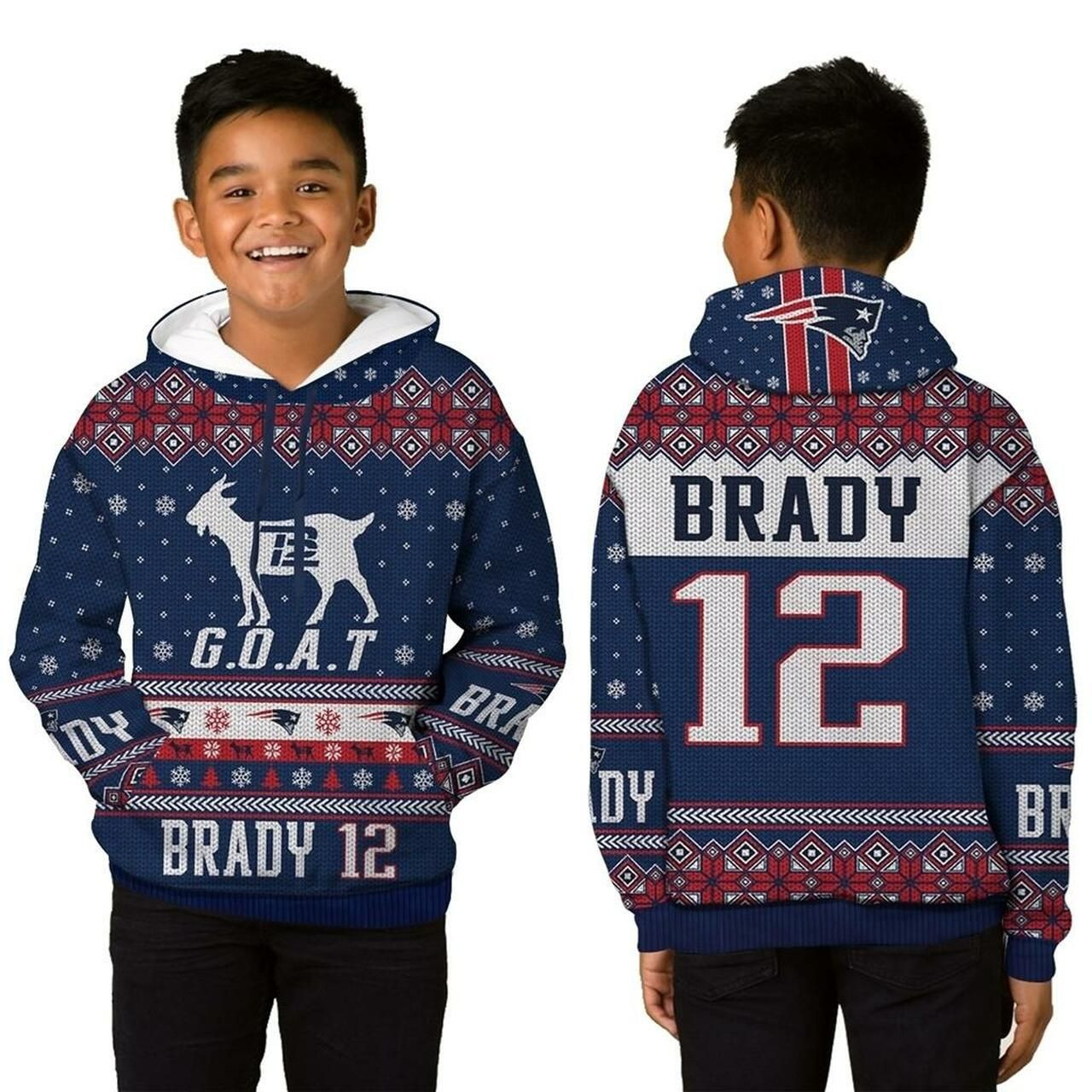 Tom Brady New England Patriots Goat Kid 3D All Over Print Hoodie, Zip Hoodie