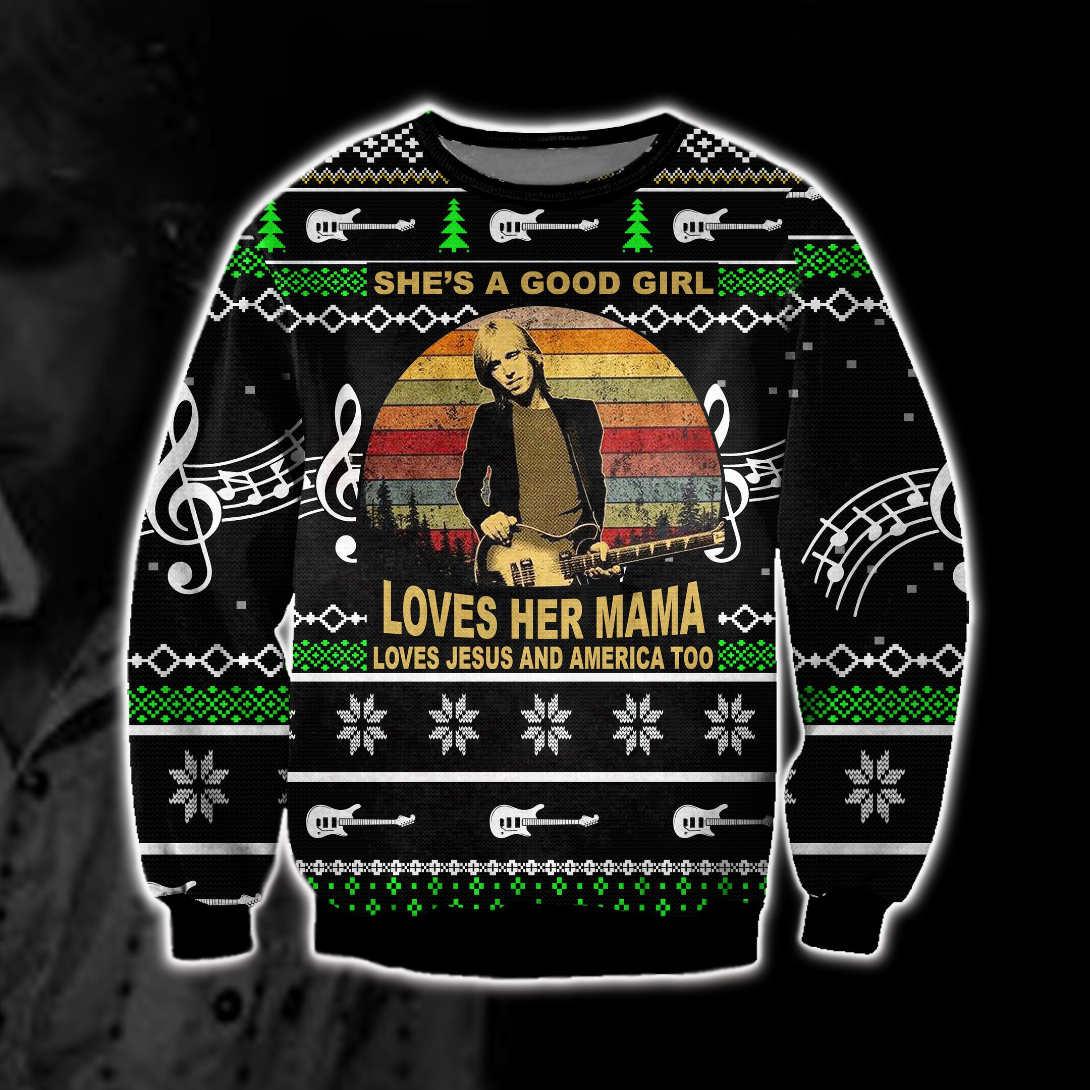 Tom Petty Ugly Christmas Sweater Adult 3D Funny Matching for family